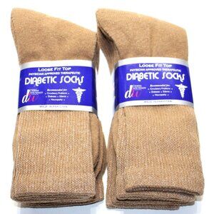 Debra Weitzner Mens Beige Diabetic Crew Socks Loose Fit Top 6 Pair 7-12